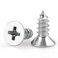 Vista 1 de Tornillos de chapa metálica de cabeza plana #4 x 1/4" (200 unidades), acero inoxidable 304 (18-8), Phillips Drive, tornillos autoroscantes