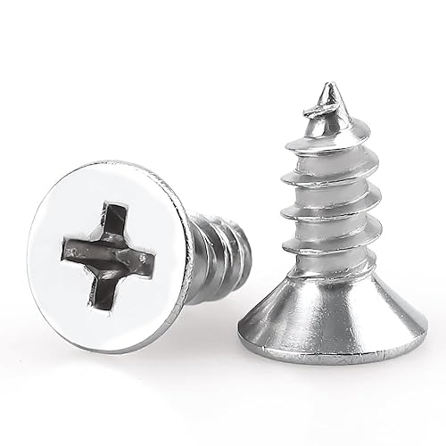 Tornillos de chapa metálica de cabeza plana #4 x 14" (200 unidades), acero inoxidable 304 (18-8), Phillips Drive, tornillos autoroscantes,