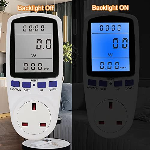 IWILCS Power Meters Energy Monitor, Power Meter Electricity Usage Monitor with Backlight LCD Display, with 7 Monitoring Modes/Backup Battery, Overload Warning Watt Volt Amp KWH Measuring Meter Socket