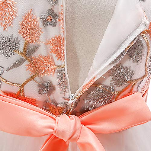 Kilo&Meters 3 4T Cute Prom Bridesmaid Kids Dresses Embroidery 3D Flower Beaded Special Occasion Easter Christmas Birthday Party Dress For Girl 3 4 Orange #TOP6