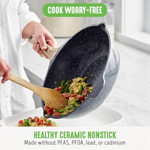 GreenLife Arte 5.1QT 12” Ceramic Nonstick Wok, Induction Compatible