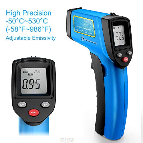 ZHLZH Digital Temperature Gun/Laser Infrared Thermometer, Non-Contact Lab, Adjustable Emissivity, -58°F~786°F (-50°C～400°C) Temp