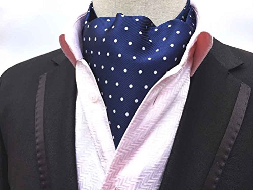 MOHSLEE Men's Polka Dots Silk Suit Cravat Tie Woven Fancy Ascot Handkerchief Set