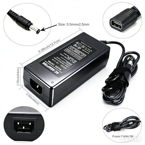 Image of 12V 8A 96W Power Supply Adapter, AC 100-240V to DC 5.5x2.5mm, High-Power LED Driver Transformer for WS2811 WS2815 5050 2835 LED Pixel Strip Lights, CCTV Cameras (12V 8A 96W)