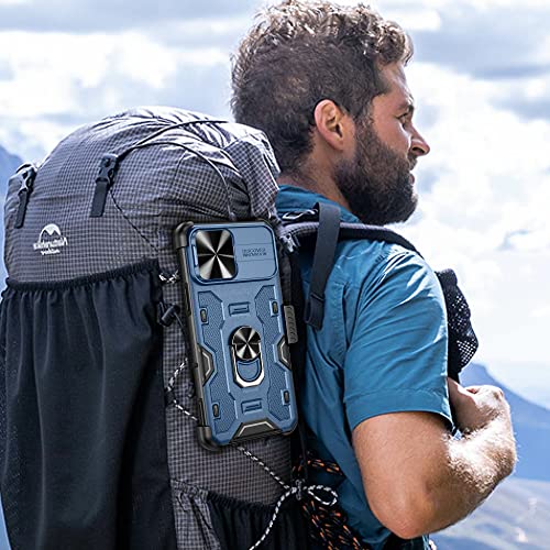 Vego Case For Iphone 13 Pro Max/Iphone 12 Pro Max Case With Stand, Slide Camera Cover & Kickstand & Rugged Holster Military Grade Heavy Duty Protective Case With Magnetic Car Mount Holder - Blue #TOP7