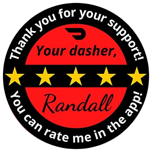 Personalized Delivery Driver Thank You Rating Stickers for Bags Custom Rate Me Labels for Customers Customized Dasher Gear Accessories, 100-count, 2-inch, 5 Sheets