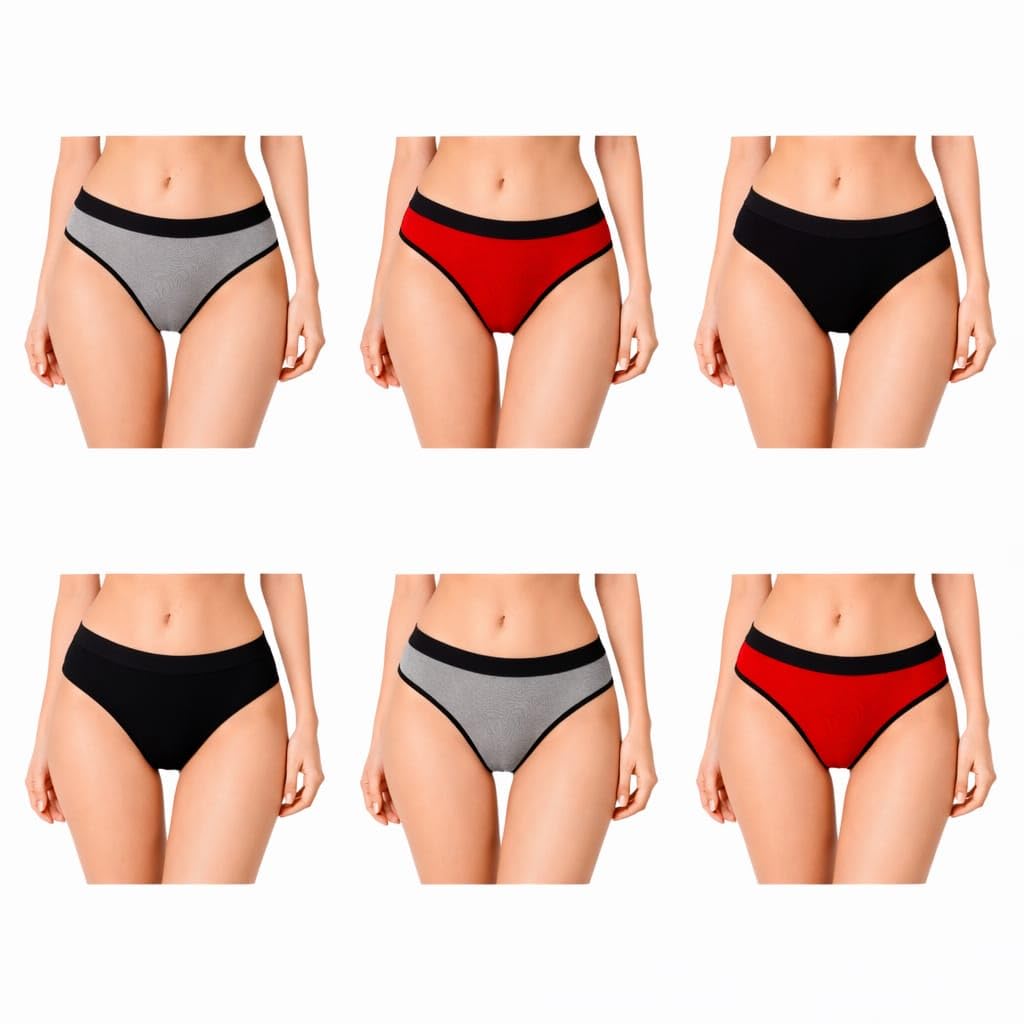 Women's Cotton Panty Soft & Comfortable Everyday use stertchable Hipster Briefs red,Black,Gray [Pack of 6]-image-48