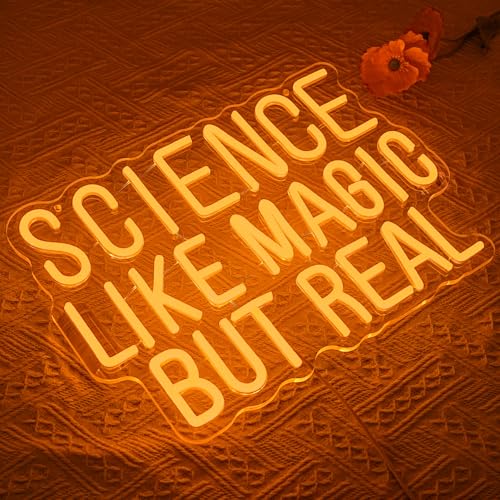Image of Science Like Magic But Real Neon Sign for Wall Decor Classroom Neon Light Laboratory LED Sign Letter Neon Light Sign for Classroom Science Lab Bar Home shop Decoration