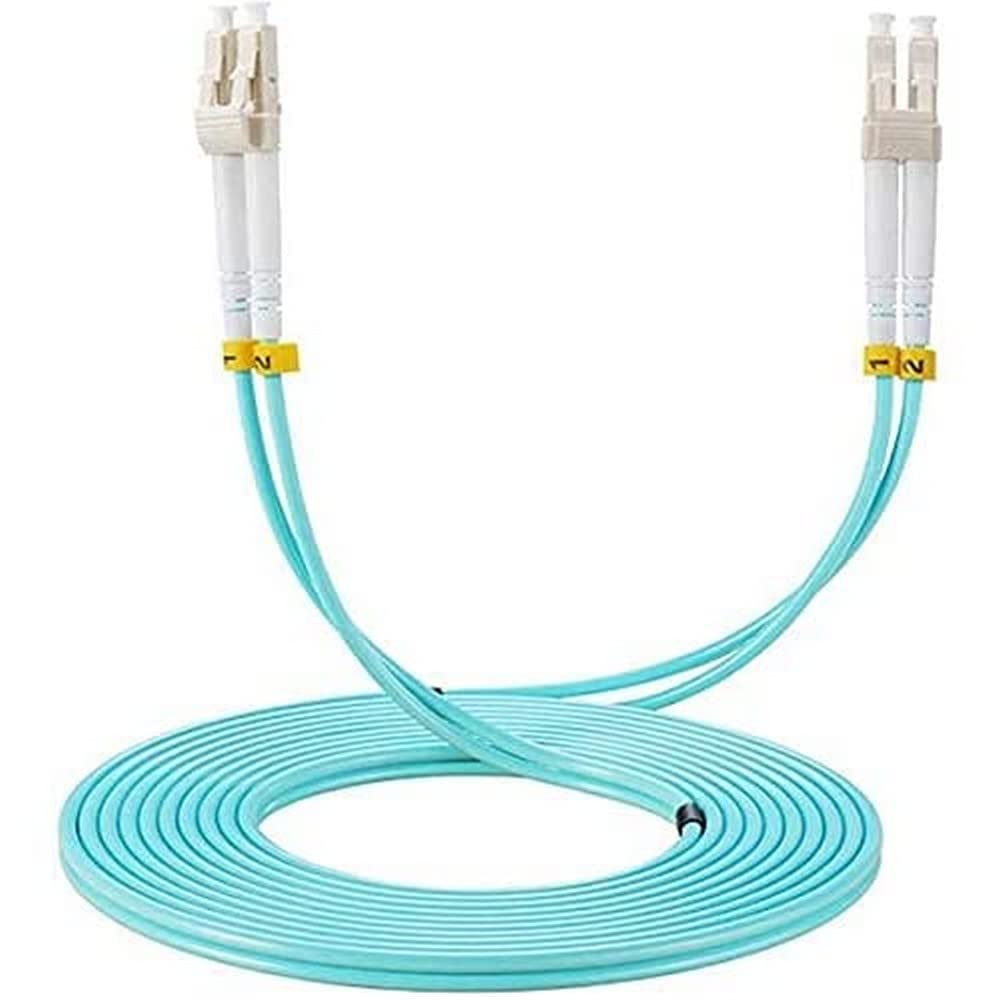 Elfcam® - 50m Glasfaserkabel LC/UPC auf LC/UPC 50/125um OM3 Multimode Duplex LSZH, Blau.50M