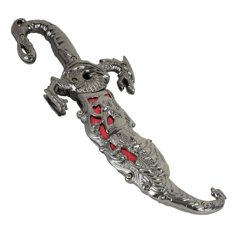 Trendy Zone 21 10” Dragon Dagger Knife, Stainless Steel Fixed Blade Knife, Metal Handle & Sheath, Decoratives Dragon Shape Design Intricate Carvings, Gift for Any Occasion