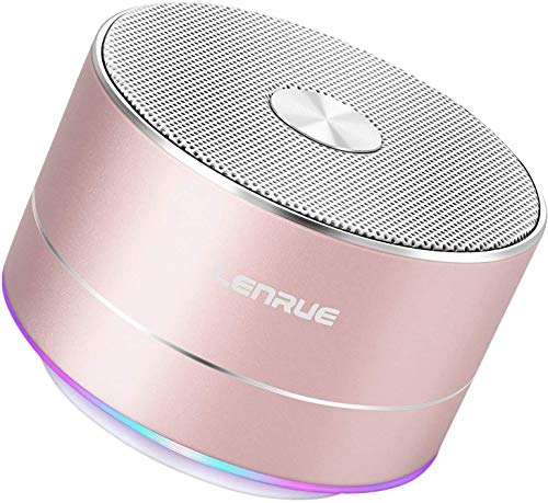 A2 LENRUE Portable Wireless Bluetooth Speaker with Built-in-Mic,Handsfree Call,AUX Line,TF Card,HD Sound and Bass for iPhone Ipad Android Smartphone and More(Rose Gold) (Renewed)