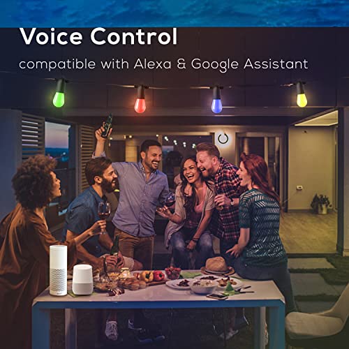 Sunthin Smart Outdoor String Lights, 49Ft Colored Patio Lights Work With Alexa & Google Assistant, 15 Shatterproof Rgbw Bulbs, Waterproof Hanging Lights For Porch, Yard, Pergola, Deck, Garden #TOP2