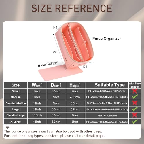 Image of Doxo Purse Organizer Insert & Base Shaper 2pc Set, Felt Handbag Organizer Insert Suitable for Speedy 25 And More(Pink,Medium)