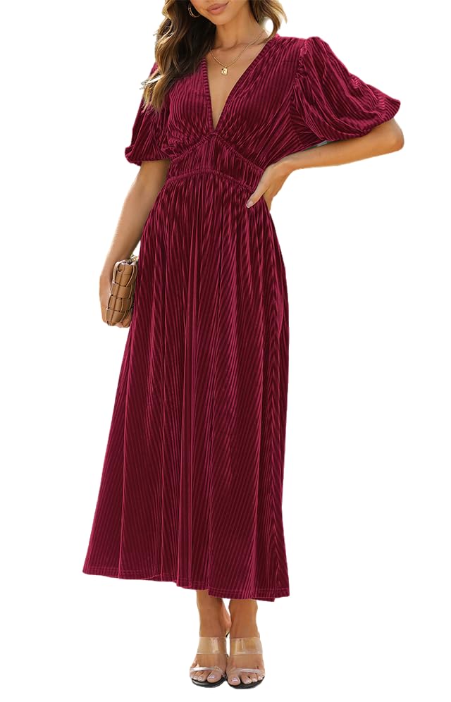 Women's Velvet Maxi Dress Formal Dresses for Wedding Guest Dress