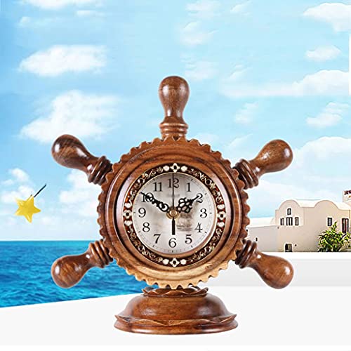 Reloj de mesa de madera maciza de cuarzo silencioso para sala de estar 3