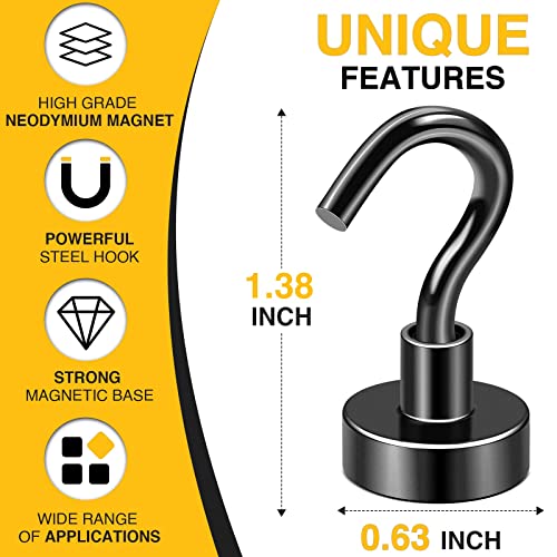 Image of DIYMAG Magnetic Hooks, 30lbs+ Magnet Hook 2026 Cruise Cabin Ship Essentials Heavy Duty Strong Magnets Refrigerator Fridge Hanging for Classroom Beach Vacation Kitchen Grills Home 6 Pack (Black)