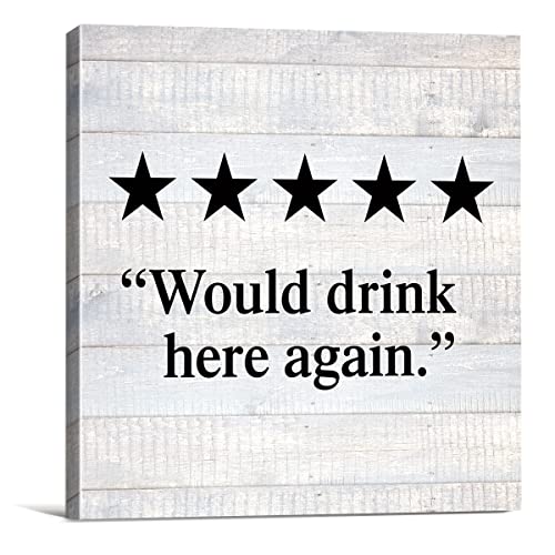 Country Would Drink Here Again Farmhouse Canvas Print Wall Art Decor Humor Kitchen Bar Sign Painting Poster Plaque Rustic Home Decoration (8 X 8 Inch, Framed) #TOP7