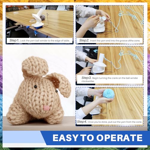 DASBET Yarn Winder Wool Winder Swift Wool Ball Spinner for Crocheting Needlecraft Yarn Ball Spinner Hand Operated (Blue) - Image 3