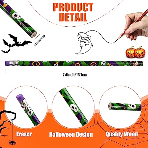LOMIMOS 120 lápices Halloween multicolor con borrador miniatura 2