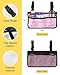 Wheelchair Side Storage Bag Pink Ribbon and Flower Breast Cancer Awareness Armrest Pouch with Cup Holder and Reflective Strip Wheelchair Accessories Organizer Bags for Walkers Rollator