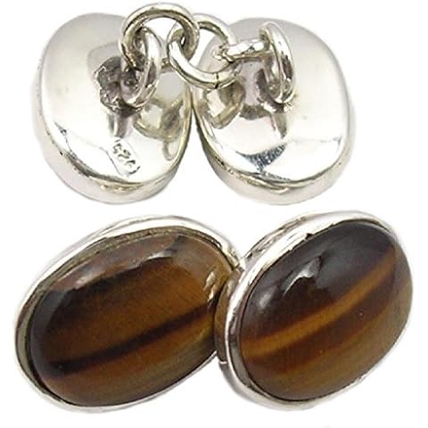 Bijoux et Objets Tiger’s Eye Cufflinks in Silver Cover