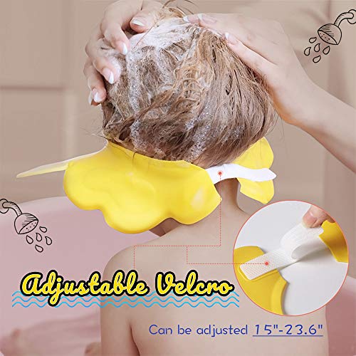 Baby Shower Hat Baby Shampoo Cap for Toddler, Silicone Kids Bathing Hat for Shower, Infants Soft Protection Funny Safety Visor Cap Yellow - Thumbnail 3