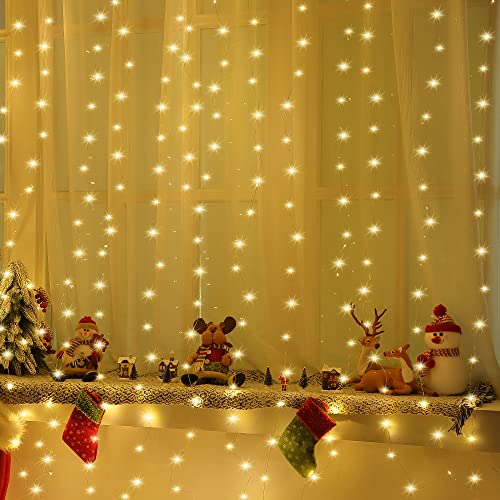 Image of Meonum 1 Pack 195LED Curtain Tapestry Backdrop String Lights | Each 13 Strings 6.6 x 5 ft Fairy String Light, 8 Modes Tapestry Hanging String Lights for Bedroom Christmas Curtain Decor