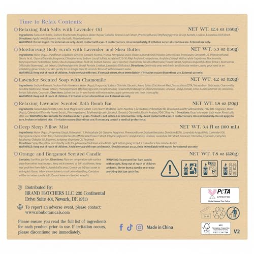 Nurture by Nature Relax & Calm, Verwöhn-Spa-Geschenkset, Badeset, Lavendel, Badesalz, Aromatherapie, Seife, Badekugeln, Kerze & mehr, Geschenk für Frauen, sie