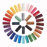 PH PandaHall 472 Yards 36 Colors Waxed Thread for Sewing, 0.6mm Wax Cords Sewing Polyester Thread Colorful Jewelry Wax Strings for DIY Bracelets Handcraft Leather Crafts, 38 Yards/Roll