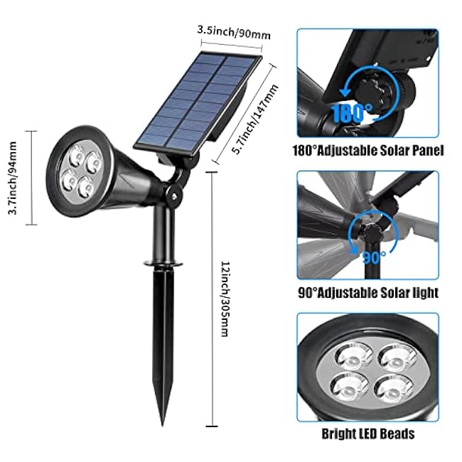 T-SUN Solar Spotlights White LED Landscape Lights Wall Lights