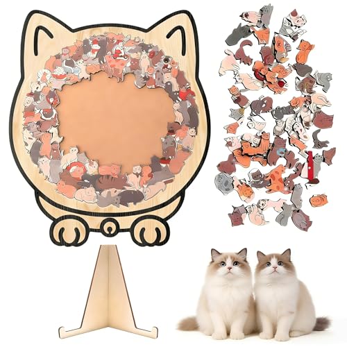 Cat Shaped Puzzle 135 Piece Jigsaw Puzzles for Adults Colored Cat Shaped Wooden Jigsaw Puzzle Cute Animal Cats Wood Puzzles Gift for Cats Lovers Home & Relaxation