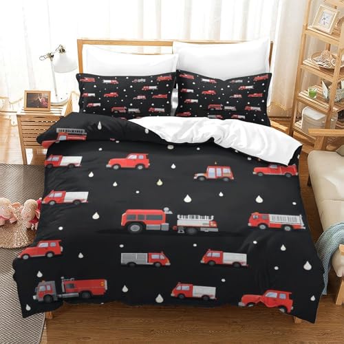 Housse de couette camion de pompier cadeau lit enfant 140x200 - 3