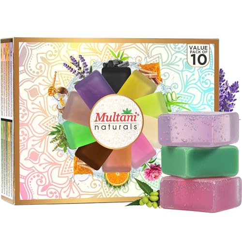 Image of Multani Natural Assorted Soap Gift Set - 125 gm (Pack Of 10) | Refreshing & Gentle Cleansing Soap Bar | For Deep Cleansing & Glow | Paraben Free | Clinically Tested | For All Skin Types | Glycerin Soap Bar For Men & Women