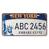 CQDMMY 1pcs Nueva York póster placa de matrícula estatua de la libertad placa vintage metal vintage pared arte decoración para bar de coche 5,9 x 11,8 pulgadas