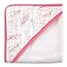 Hudson Baby Woven Towel with Muslin Hood, Pink Feathers, 30" x 36"