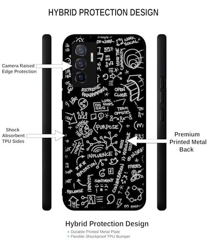 Image of Formulas Design Premium 2D Printed Metal Back Case Cover for Vivo V23E 5G / Y75 4G, Black