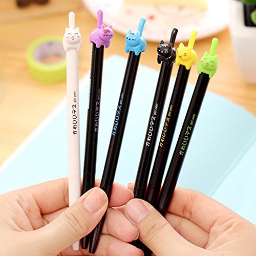 Katoot@ 8 pcs/Lot Cute kitties black ink gel pen Lucky cat Kawaii stationery zakka Office material escolar school supplies (Colorful)