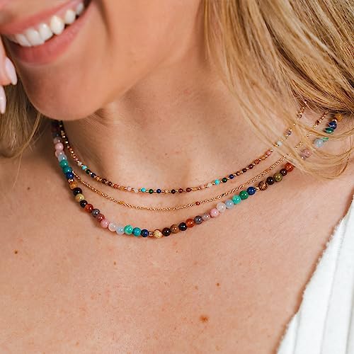 Lotus and Luna 2MM Master Healer Energy Chakra Healing Dainty Necklace with Real Stones Jade, Pearl, Rose Quartz, Amethyst, Moonstone 5