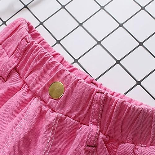 Short jeans infantil com bolso para meninas cor sólida cintura elástica rasgada shorts jeans para me