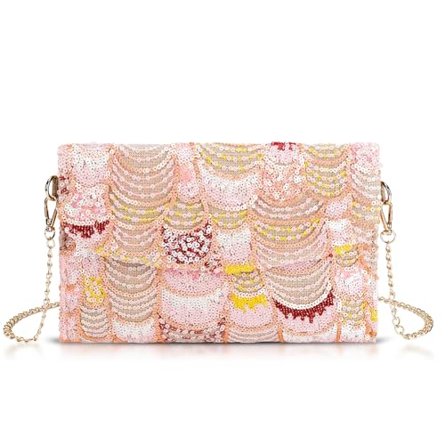 Image of Clutch Purses for Women, Envelope Package, Sequin Embroidered Flowers Straw Bag, Bohemian Handmade Handbags, Crossbody Bag for Vacation, Travel, Banquet(Styles 3)
