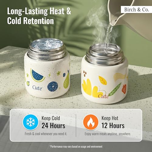 Image of Birch & Co. Baby Feeding Bowl and Spoon Set, Stainless Steel Food Bowls - 320ml, 304 Stainless Steel Baby Food Container with Double Wall Vacuum Insulation, BPA-Free Leak-Proof for School & Travel,Yellow