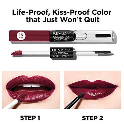 Image of REVLON Colorstay Overtime Lipcolor, Long-wearing, Shiny Lip color, Kiss proof & Smudge Proof. 99% Moisturizing ingredients, Limitless Black Cherry - (500)