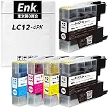 【Enk】製 LC12-4PK ブラザー用 互換インク 互換インクカートリッジ 残量表示あり 最新ICチップ搭載 国内梱包検品済み QRコード読み取り型説明書導入 LC12 (BK*2/C/M/Y)【4色+ブラック1本セット/計5本】