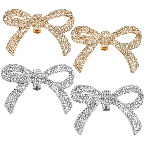 MUNSKT Clips para zapatos para mujer, 4 clips de lazo para zapatos, decoración desmontable de diamantes de imitación de cristal para boda, graduación, fiesta, accesorios
