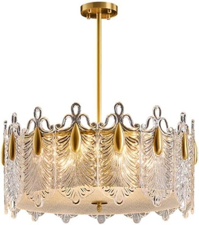 Hauteur réglable pour ce lustre en verre adaptable aux plafonds bas