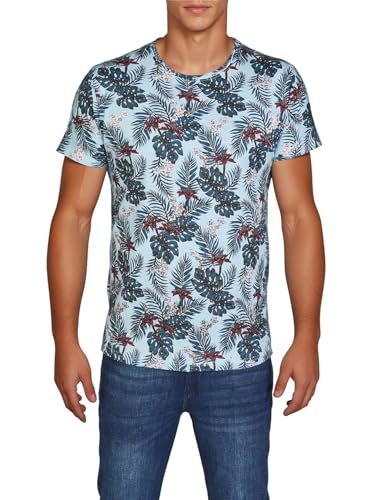 T-shirt à manches courtes homme grande taille S au 5XL imprimé floral hawaïen noir