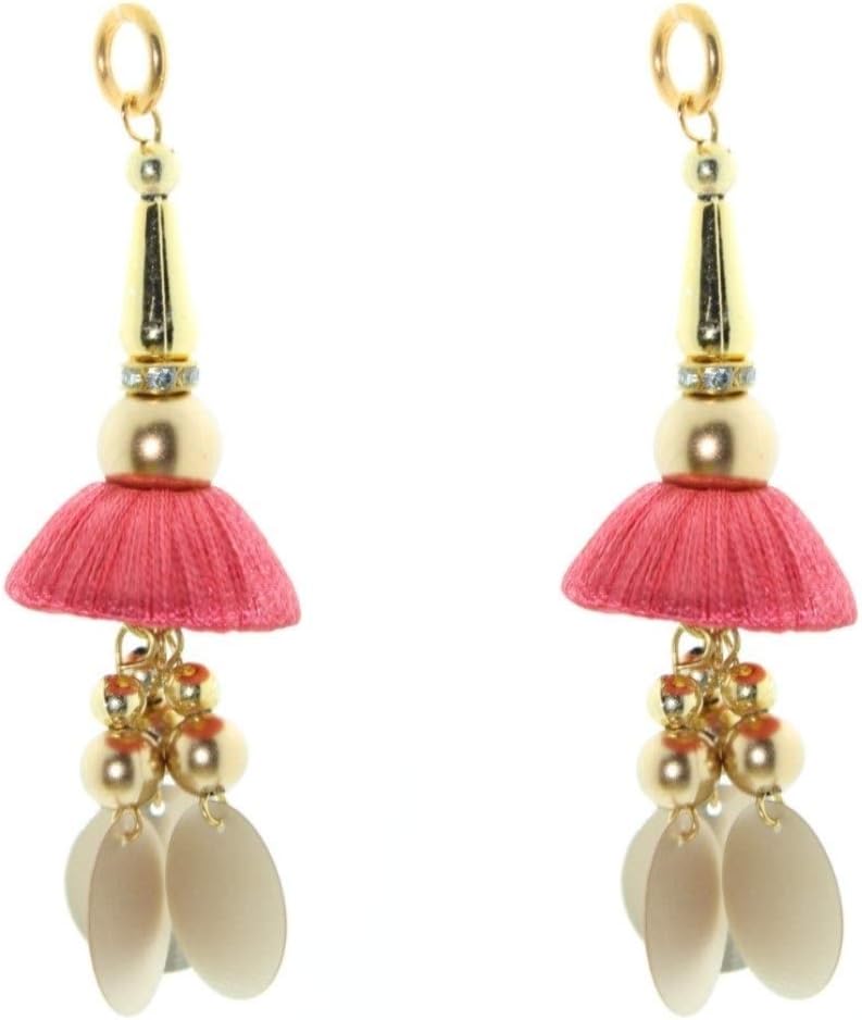 Trendy & Ethnic Women Silk Thread Ethnic Work Dome Shaped Hanging Latkan for Saree, Sareepallu, Blouse Dupatta Lehenga, Lehengacholi Set of 1 Pair, Gajiri, Einheitsgröße