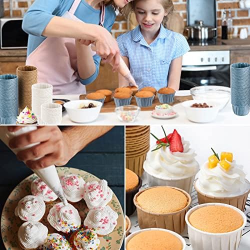 150 Pieces Cupcake Cases, 3 Colors Cupcake Cups with 10 Pieces Piping Bags Disposable Baking Cups Pastry Bags Greaseproof Cupcake Wrappers Wedding Birthday Christmas Cupcake Cases for Baking