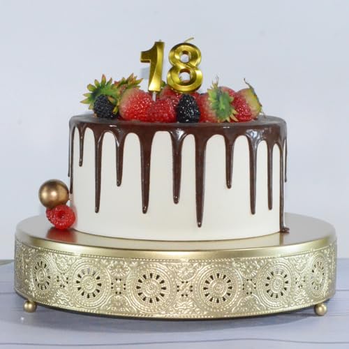 Cake Stand, Metal Round Cupcake Dessert Stand Cake Display Holder Cookies Fruit Serving Tray (Gold, 12 Inch)