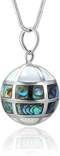 Kartini Studio Bola de armonía de abulón, ángel llamador, colgante de bola de plata de ley, bola de armonía de plata esterlina